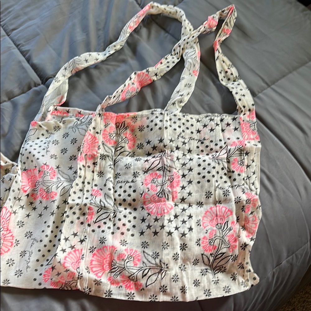 Floral Pink and White Tote Bag